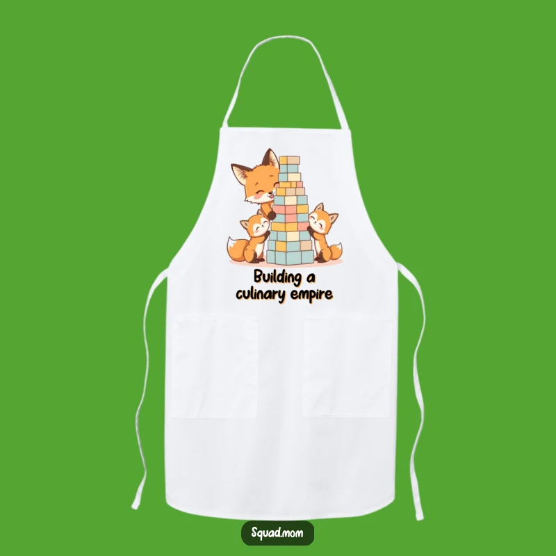 Funny Fox Mom & Kits Apron: Kitchen Block Tower Fun, Hilarious Chef Gift