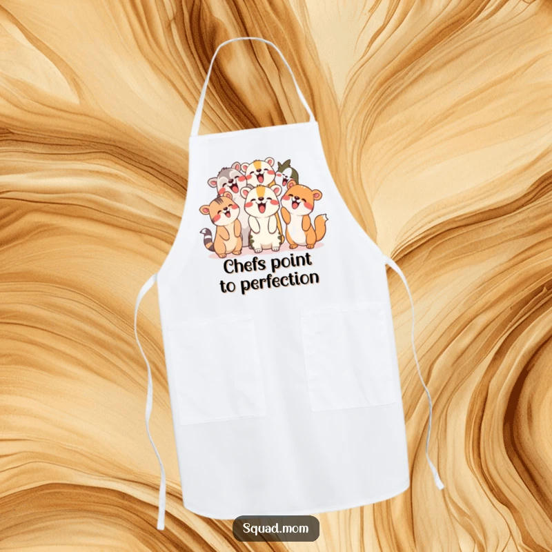 Funny Apron: Group of animal friends giggling and pointing upwards, ideal for humorous cooking sessions.