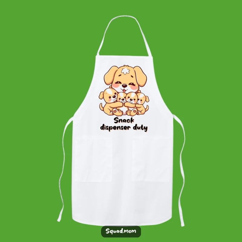 Funny Dog Mom Apron: Cook with Love, Motherly Dog & Puppies Kitchen Gift