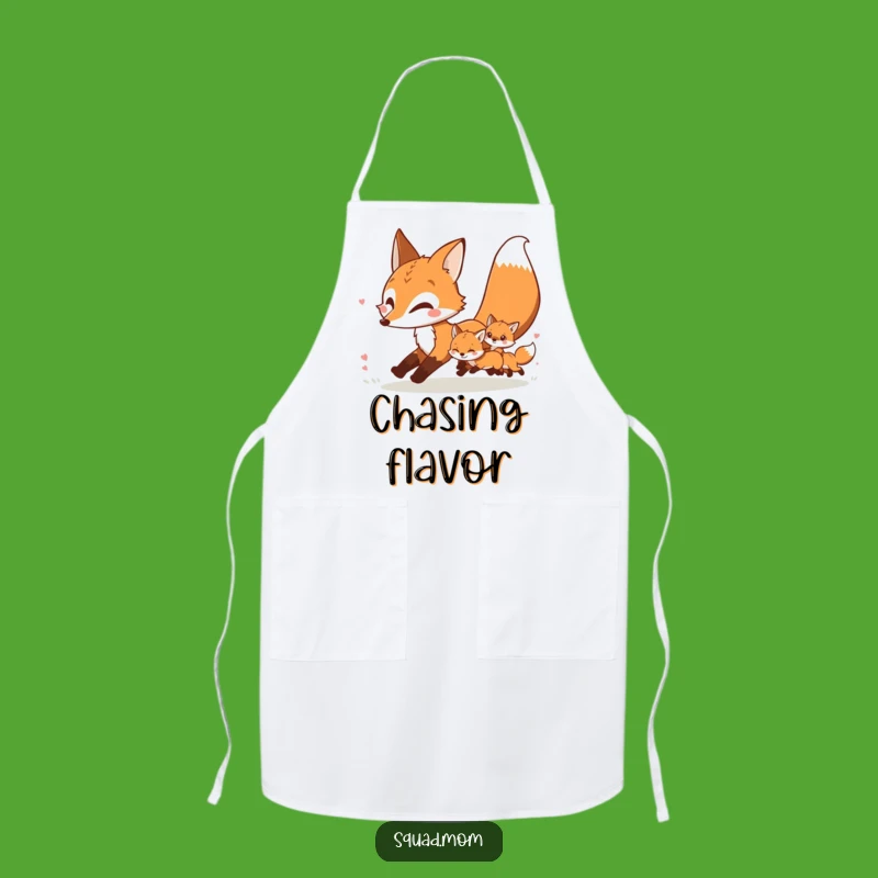 Funny Fox Mom & Kits Apron: Playful Chase Kitchen Fun, Great Cook Gift