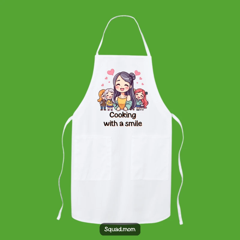 Funny Friendship Smile Apron: Cheerful Woman with Friends, Kitchen Hilarious Gift!