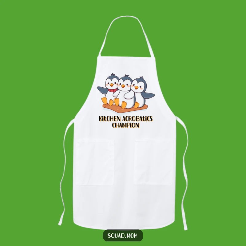 Funny Penguin Moms Apron - Winter Slide - Kitchen Humor Gift