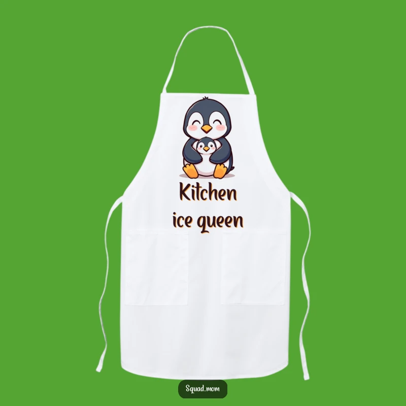 Funny Penguin Mom Apron - Cook with Protective Love - Great Funny Gift!