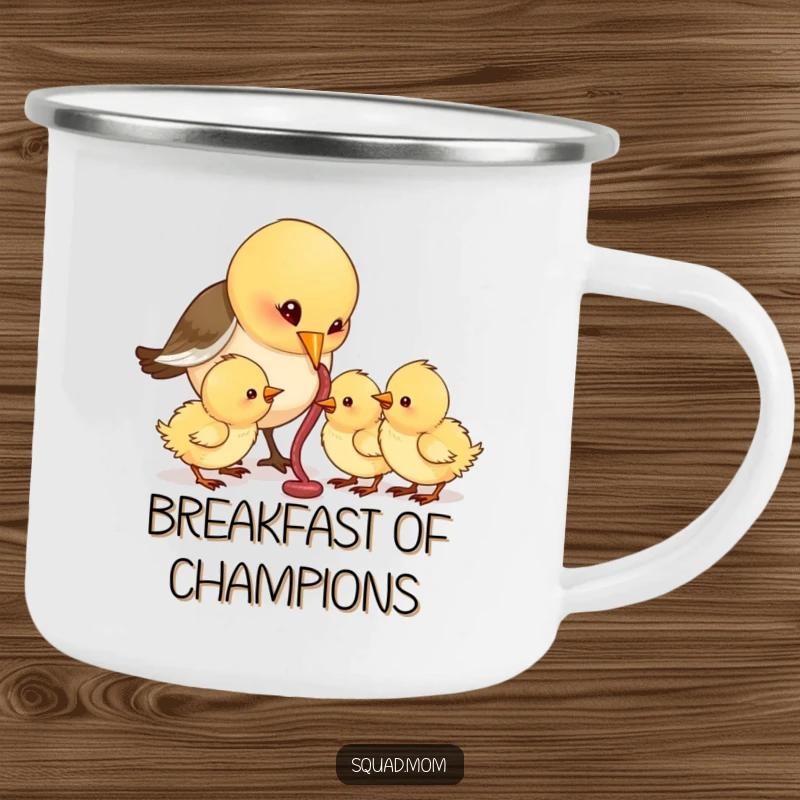 Funny Bird Mom Feeding Worms to Hungry Chicks, Outdoor Humorous Nurturing Gift