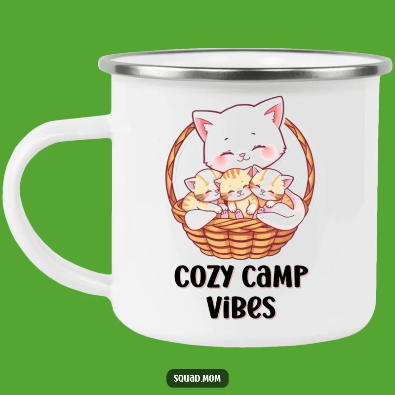 Mama Cat Cuddle Camping Mug: Outdoor Adventure with Kittens Gift
