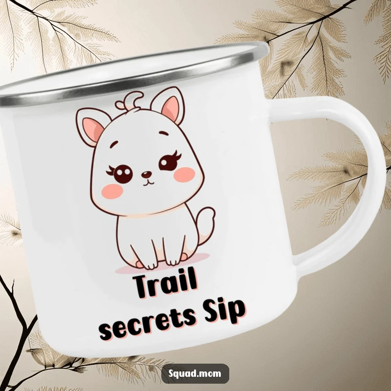 Funny Kawaii Mom Animal Camping Mug with a cute winking character, ideal for outdoor adventures and humorous gifts.