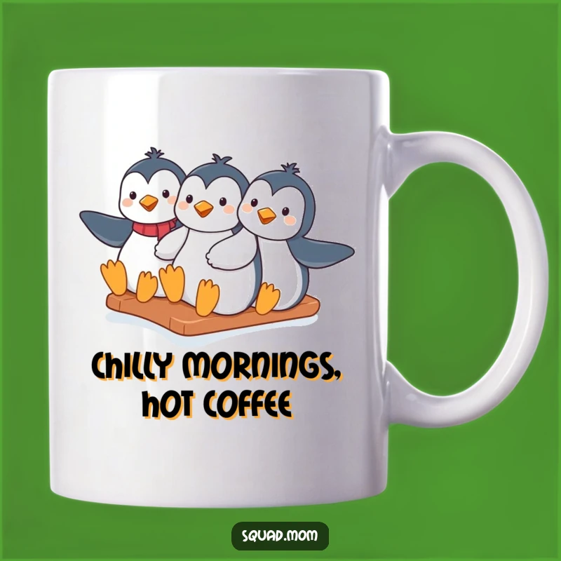 Funny Penguin Moms Sliding Mug - Winter Fun Playful Gift