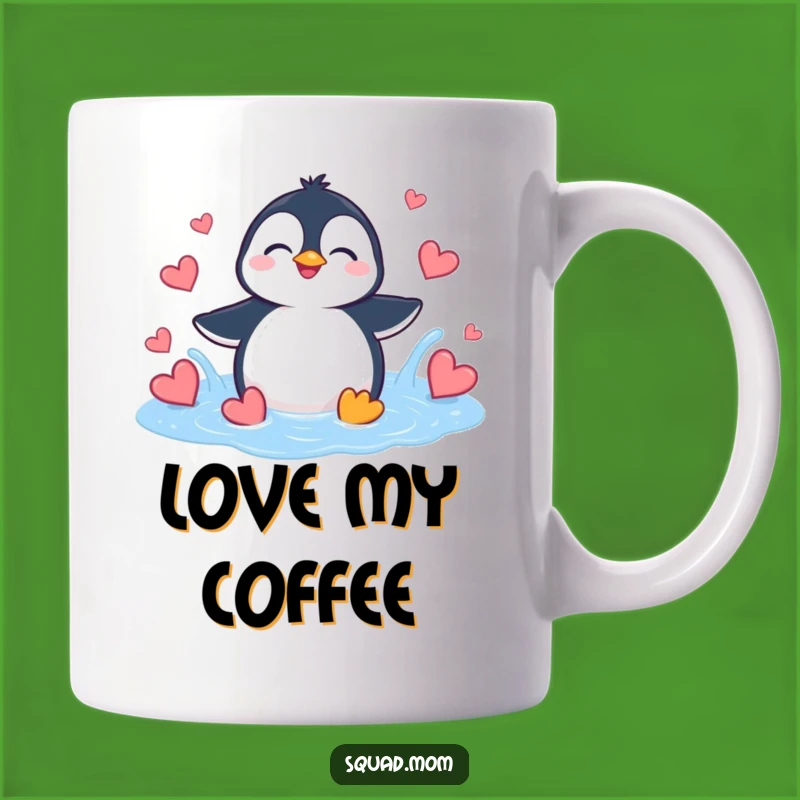 Funny Penguin Heart Splash Mug - Giggling Bird for Joyful Mornings
