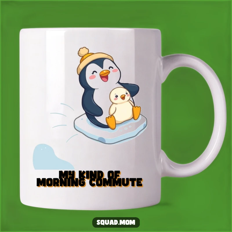 Funny Penguin Mom & Chick Sliding Mug: Hilarious Icy Adventure Gift for Animal Lovers