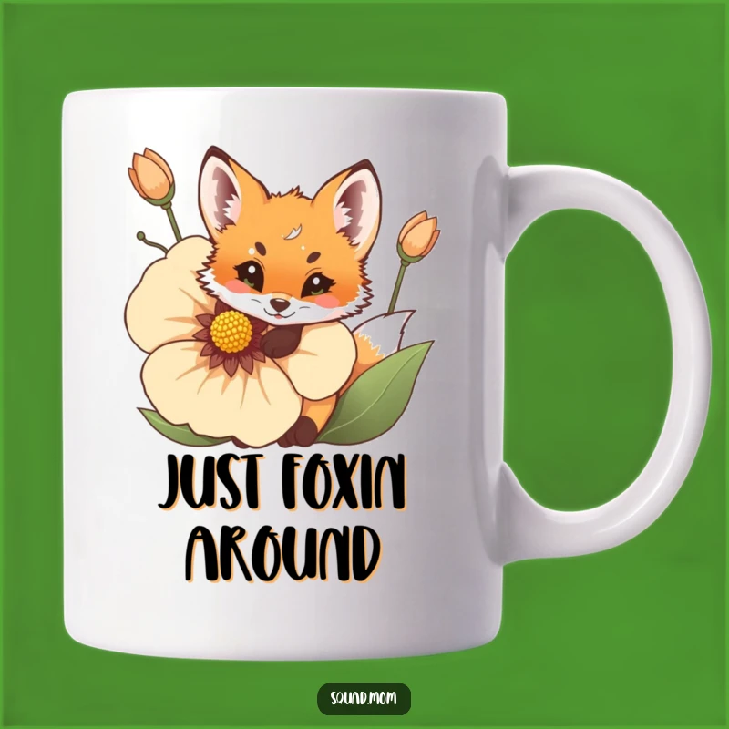 Funny Fox Cub Flower Mug - Adorable & Playful Peek-a-Boo Gift