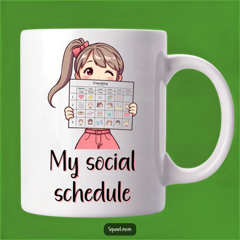 Funny Friendship Chart Mug: Woman Planning Activities, Bestie Gift