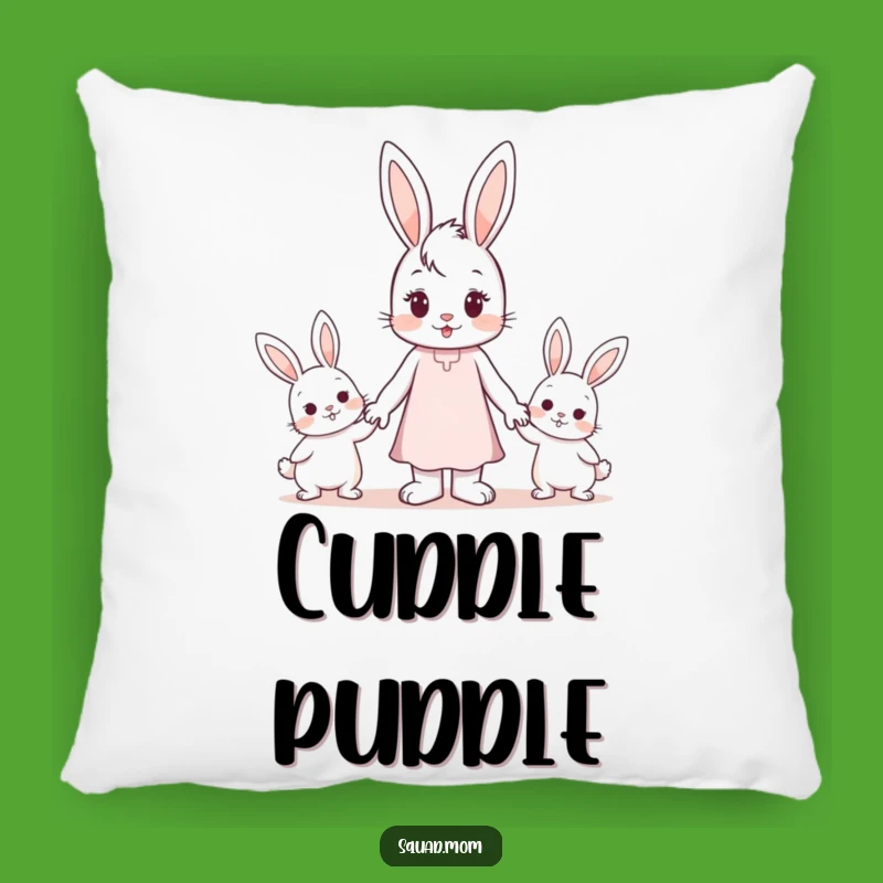 Funny Throw Pillow: Bunny Mom's Family Hand-Holding Comfort