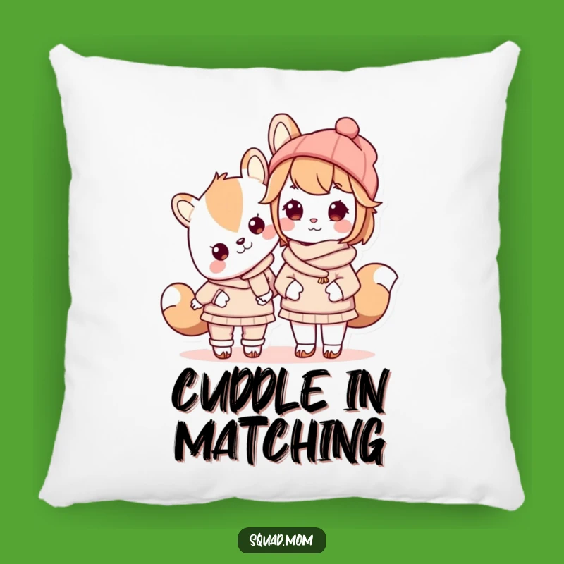 Funny Kawaii Mom Matching Outfit Pillow - Cozy Mom Child Duo Decor!