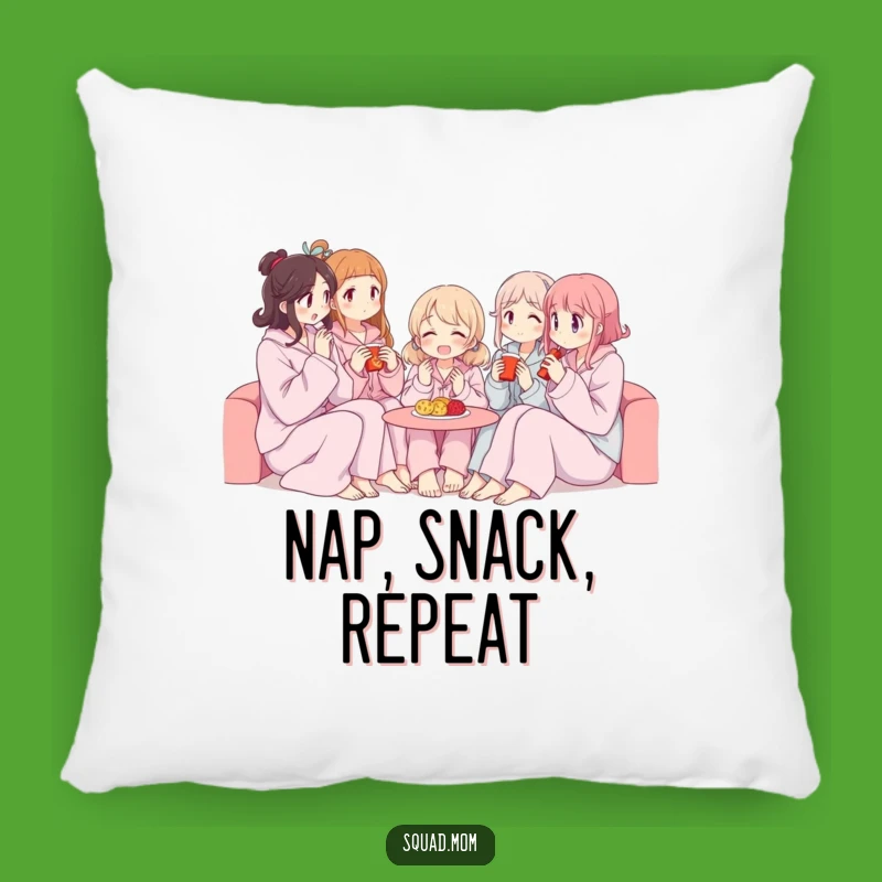 Funny Pajama Pillow: Women Sharing Snacks, Ultimate Comfort Decor