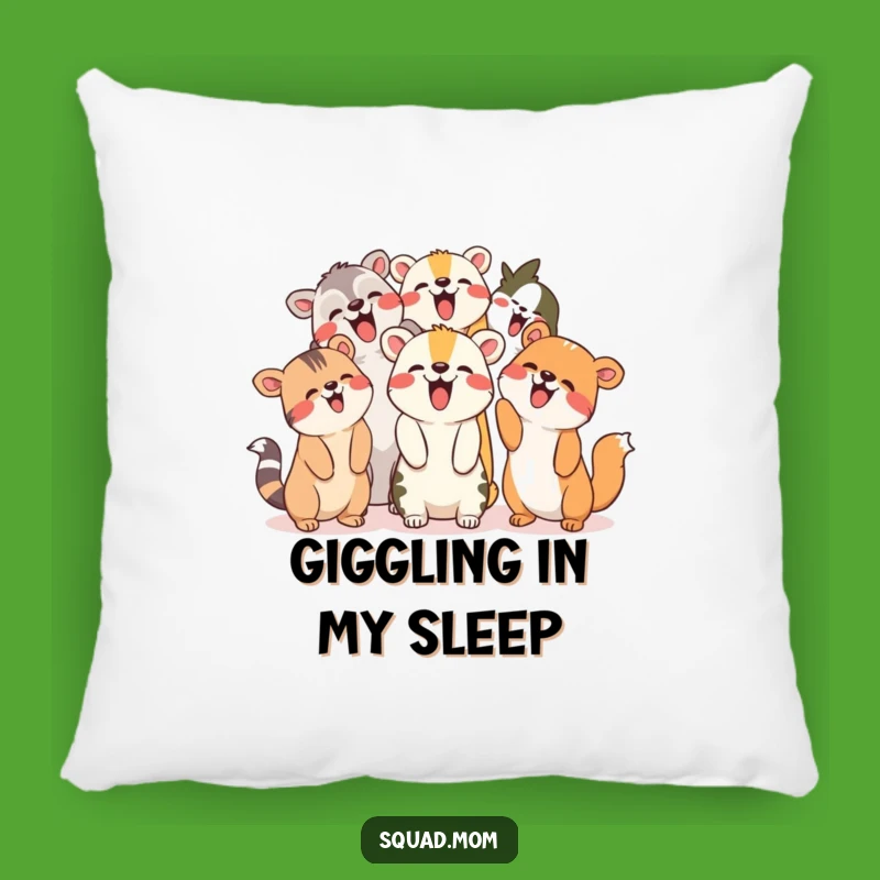 Funny Animal Friends Pillow: Giggling Pals Pointing Up, Cozy & Hilarious Accent!
