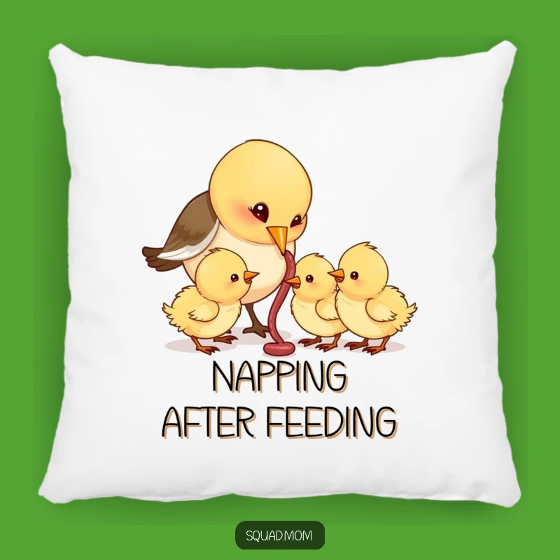 Funny Bird Mom Pillow - Worm Feeding Cushion for Comedic Comfort