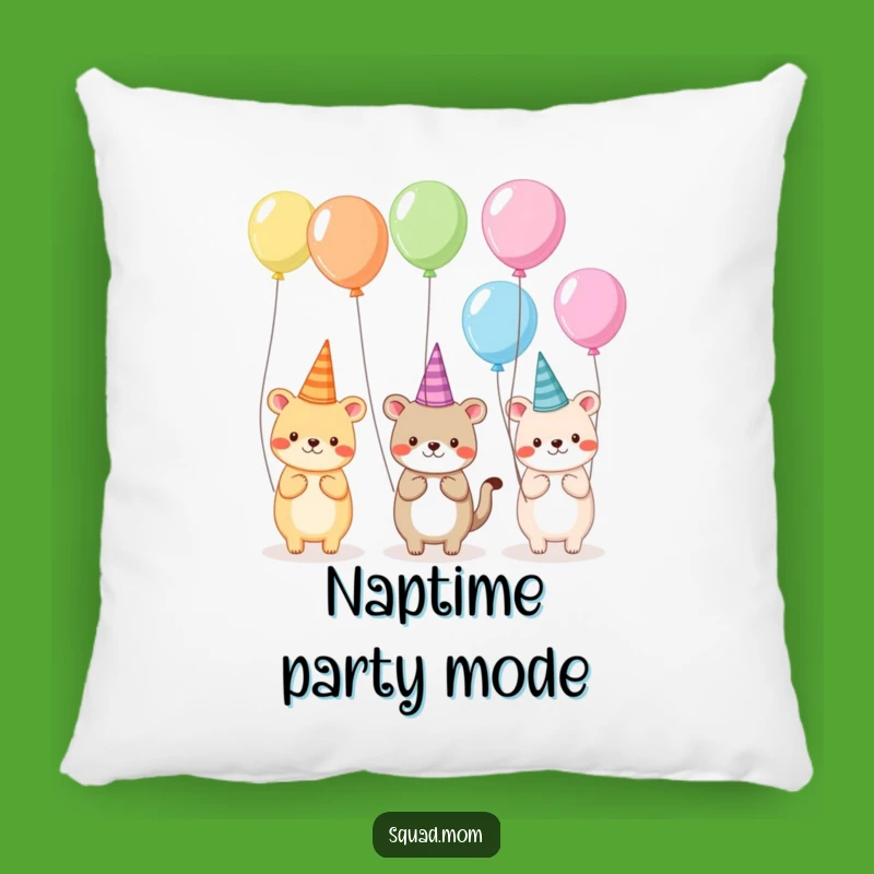 Funny Animal Party Pillow: Cozy & Festive, Silly Hats & Balloons Comfort Gift