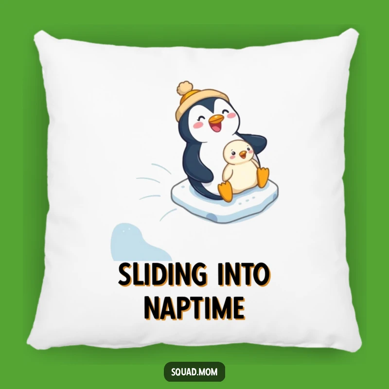 Funny Penguin Mom & Chick Pillow: Cozy Icy Fun & Hilarious Home Decor Gift