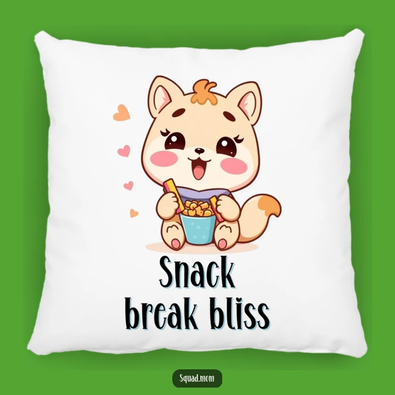 Funny Kawaii Mom Friend Pillow - Cozy Snack Sharing Animal Mom Decor!