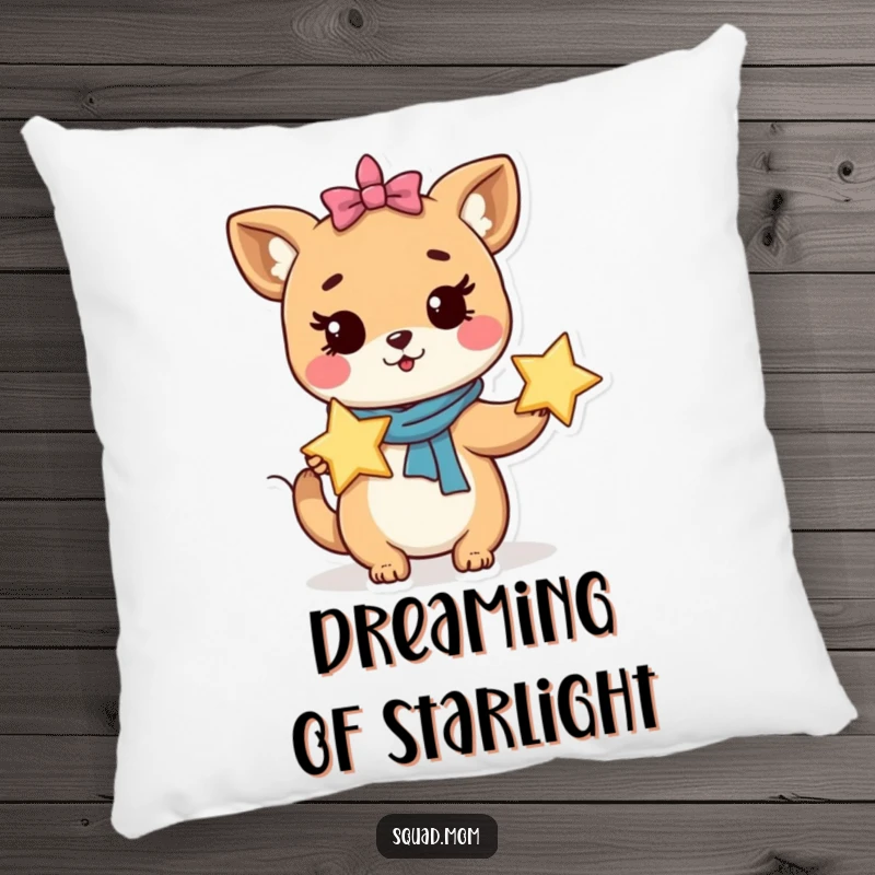 Funny Pillow: Whimsical animal mom character holds a star, adding soft, magical comfort.