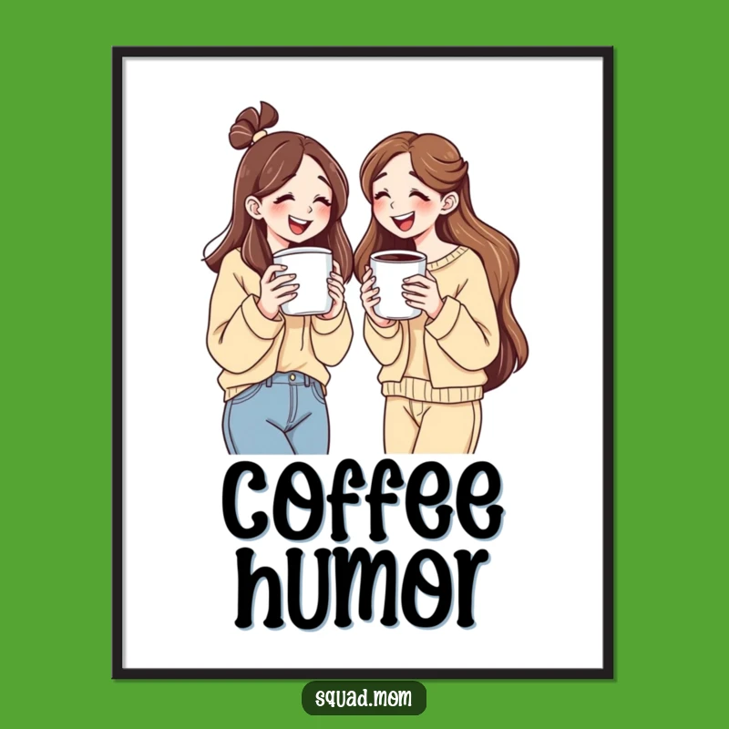 Funny Coffee Lovers Digital Art: Laughter & Coffee Break - Instant Gift