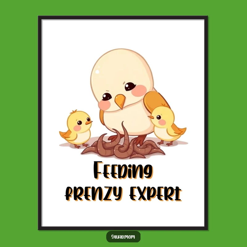 Funny Mama Bird Digital Print: Instant Feeding Worms Art Gift