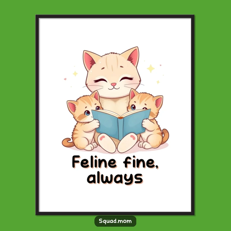 Funny Cat Mom Digital Art - Bedtime Kittens - Instant Humorous Decor