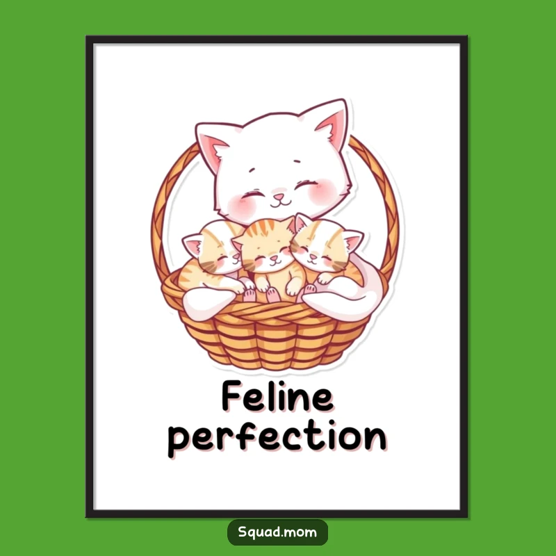 Mama Cat Cuddle Digital Art Print: Instant Adorable Nursery Decor Gift