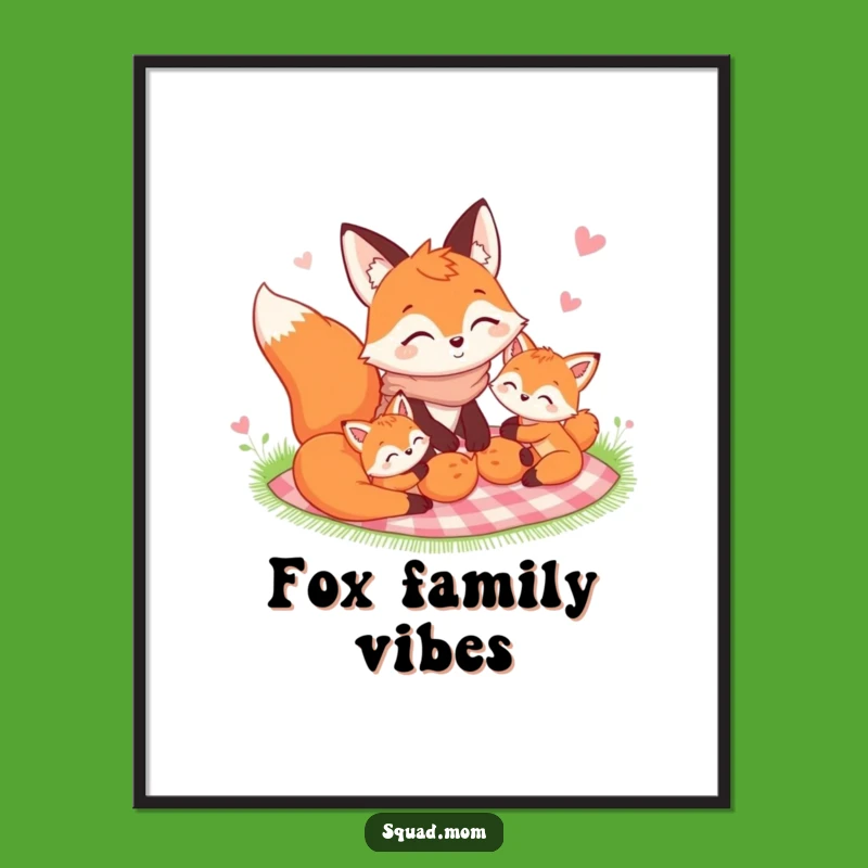 Funny Fox Mom Digital Art - Family Picnic Decor, Instant Gift!
