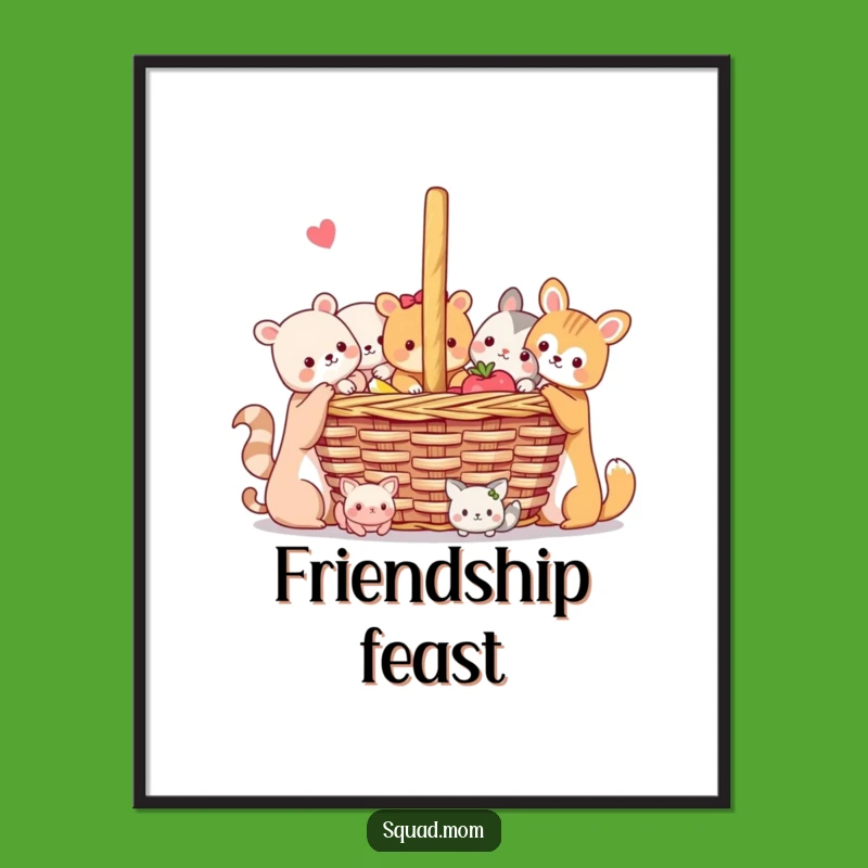 Funny Animal Friends Digital Art: Joyful Picnic Scene for Instant Decor