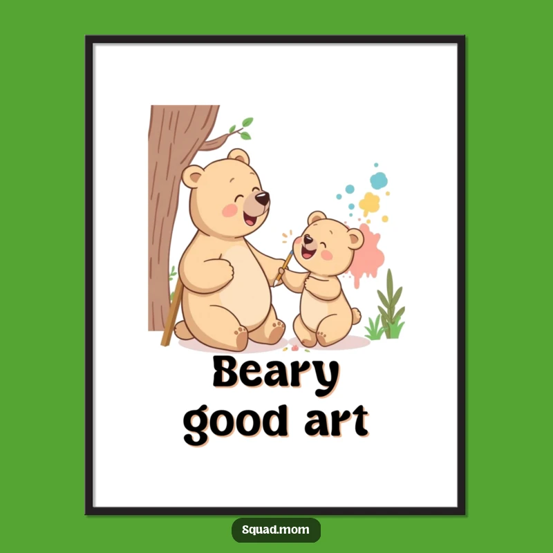 Funny Bear Mom Digital Art: Painting Masterpiece, Instant Gift
