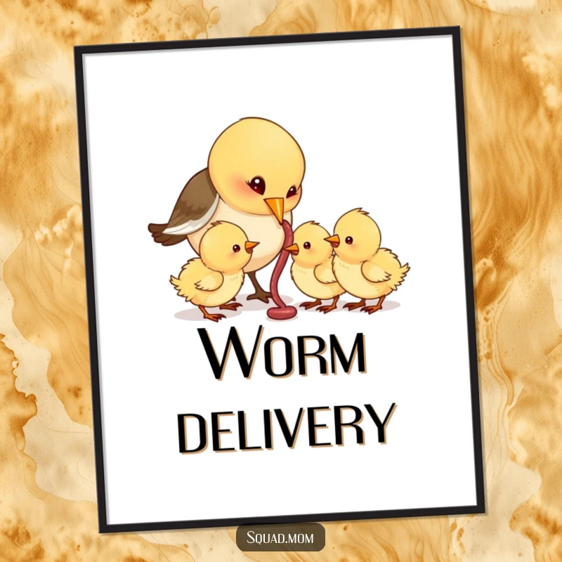 Funny Bird Mom Feeding Worms to Hungry Chicks, Humorous Instant Nature Download