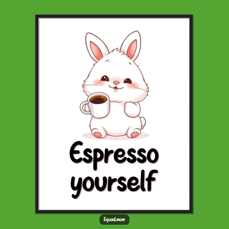 Funny Bunny Coffee Digital Art Print: Wiggle Nose Art