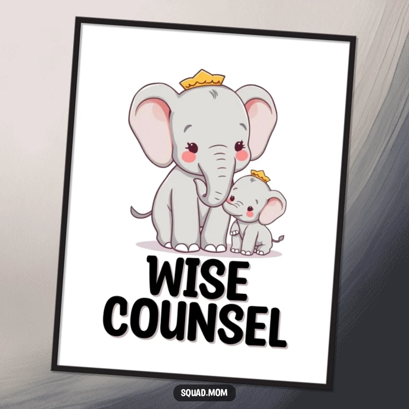 Funny Wise Elephant Mom Giving Advice to Calf, Humorous Instant Family Download