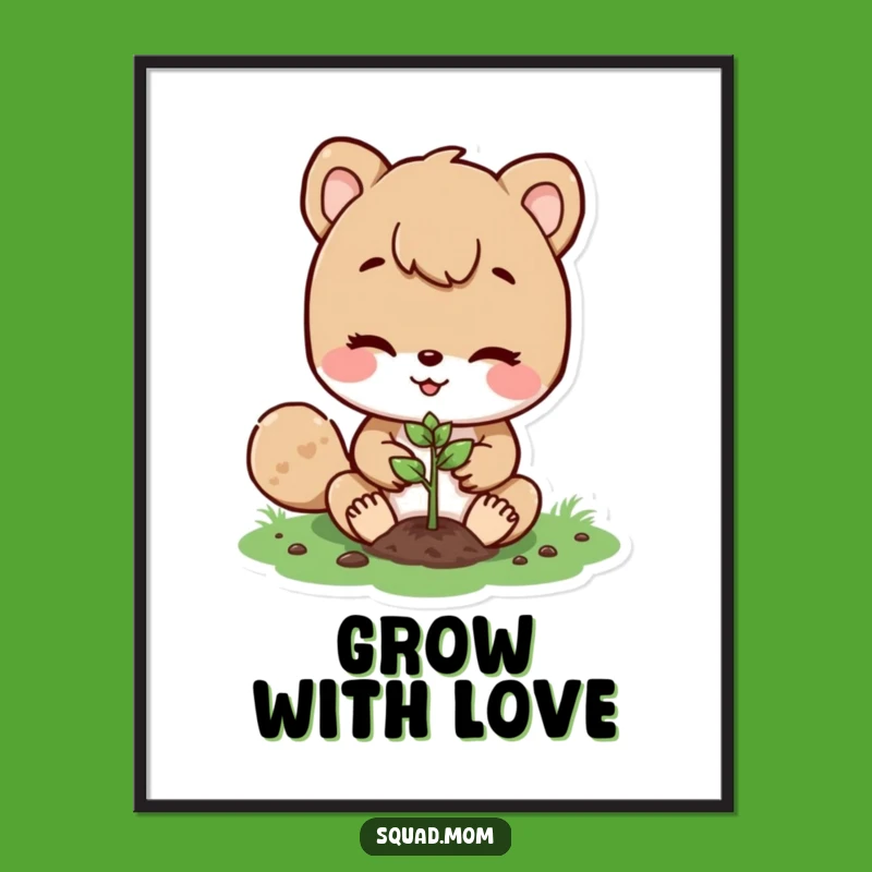 Funny Animal Mom Planting Seed Digital Art: Instant Nurturing Decor