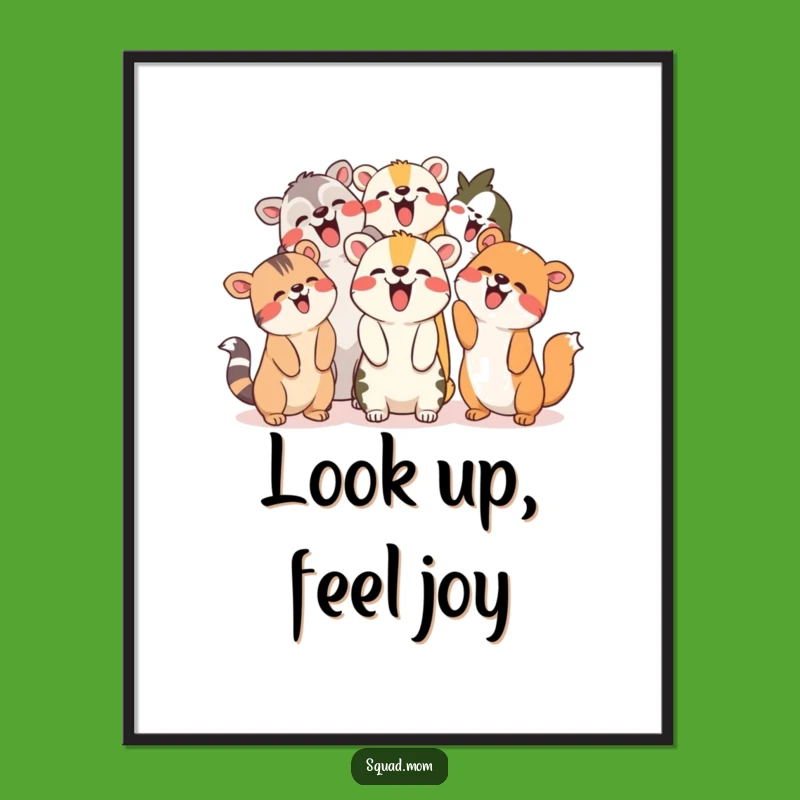 Funny Animal Friends Digital Art: Giggling Pals Pointing Up, Instant Humorous Decor!