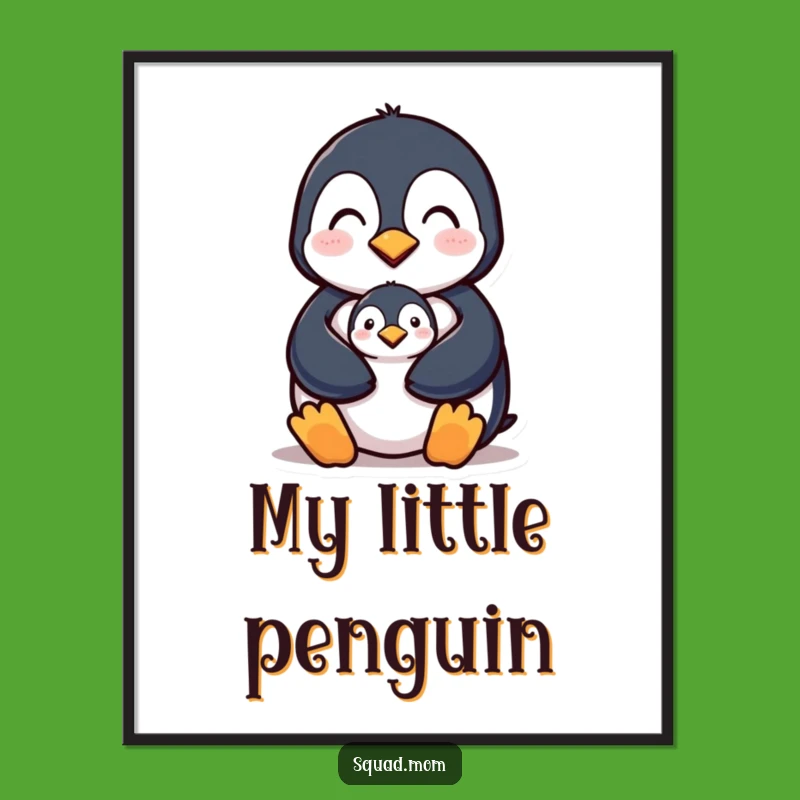 Funny Penguin Mom & Chick Digital Art - Instant Heartwarming Decor - Memorable Funny Gift!