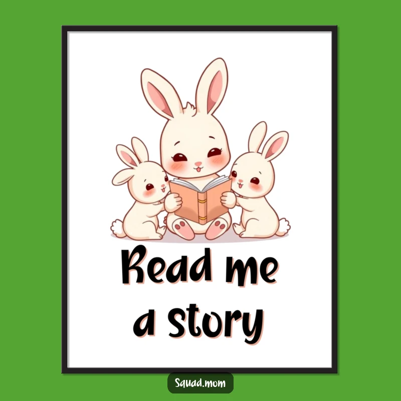 Funny Rabbit Mom Digital Art: Heartwarming Storytime Printable for Decor