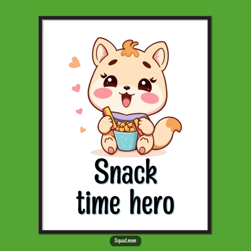 Funny Kawaii Mom Friend Digital Art Print - Adorable Snack Sharing Decor!