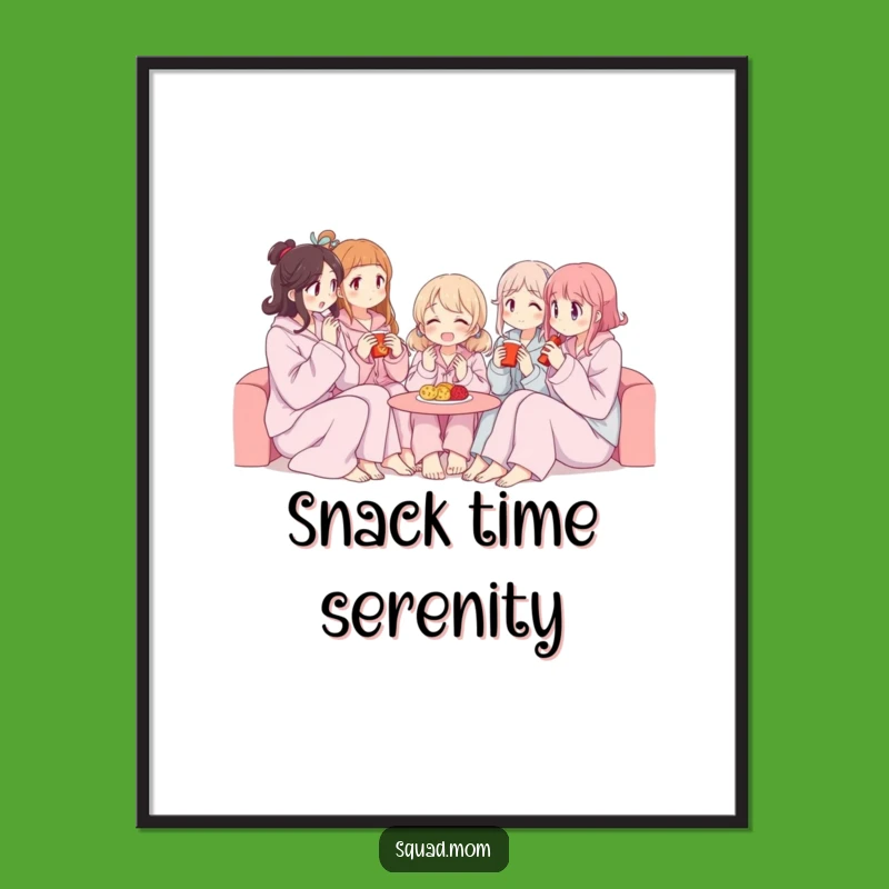 Funny Pajama Party Digital Print: Women Sharing Snacks, Instant Decor