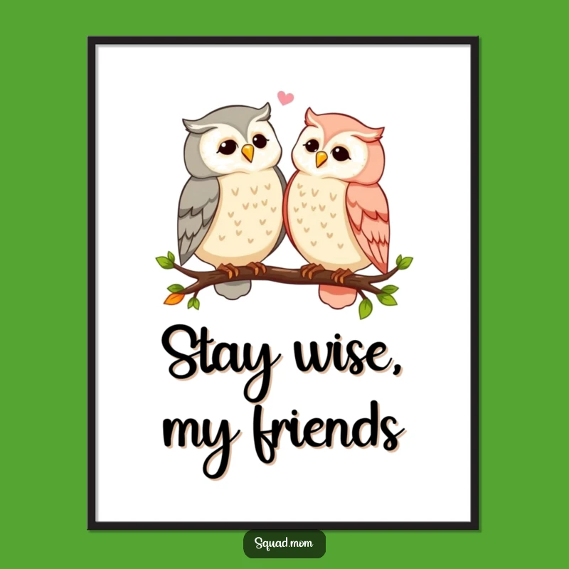 Funny Owl Mom Digital Art - Gossip Birds - Instant Humorous Decor