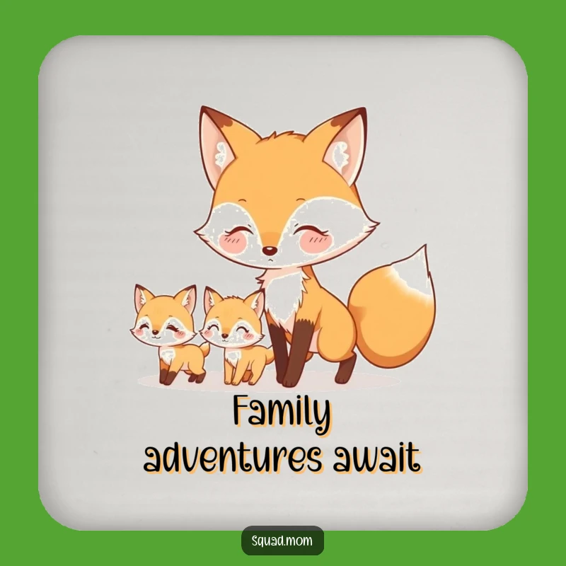 Funny Fox Mom & Kits Coaster - Charming Protection for Nature-Inspired Tables