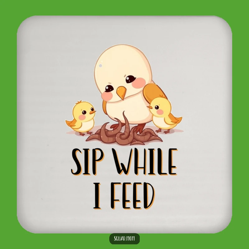 Funny Mama Bird Coasters: Protect Surfaces with Feeding Worms Art Gift