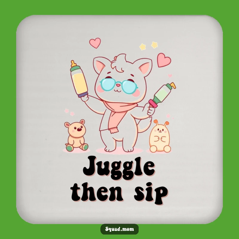 Funny Kawaii Mom Juggling Coaster - Cute Mom Life Protection!