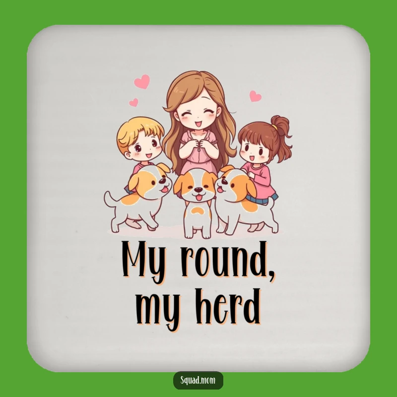 Funny Herder Coaster Set: Woman Managing Pups, Protect Your Table