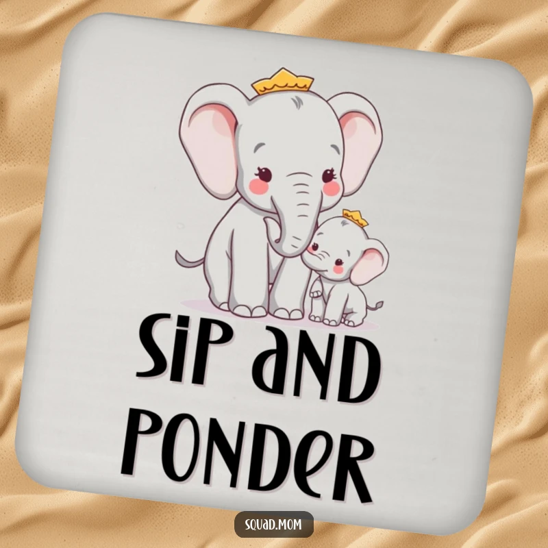 Funny Wise Elephant Mom Giving Advice to Calf, Humorous Family Accessory