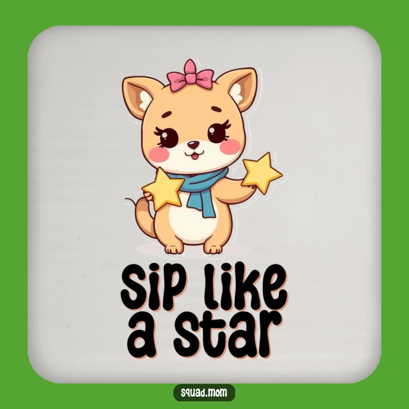 Whimsical Animal Mom Coaster: Holding Star, Protect Surfaces with Magic Humor!