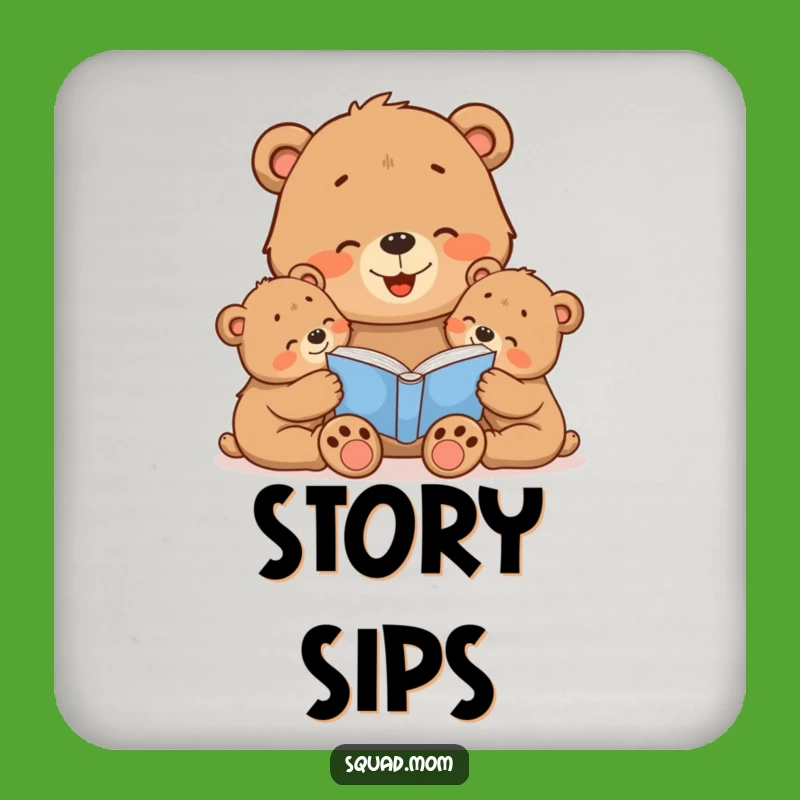 Funny Bear Mom Coaster Set: Protect Surfaces with Cozy Tales