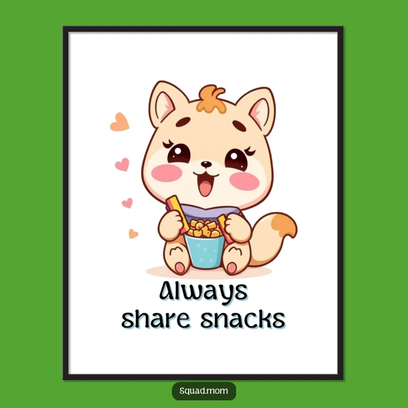 Funny Kawaii Mom Friend Poster - Cute Snack Sharing Animal Mom Wall Art!