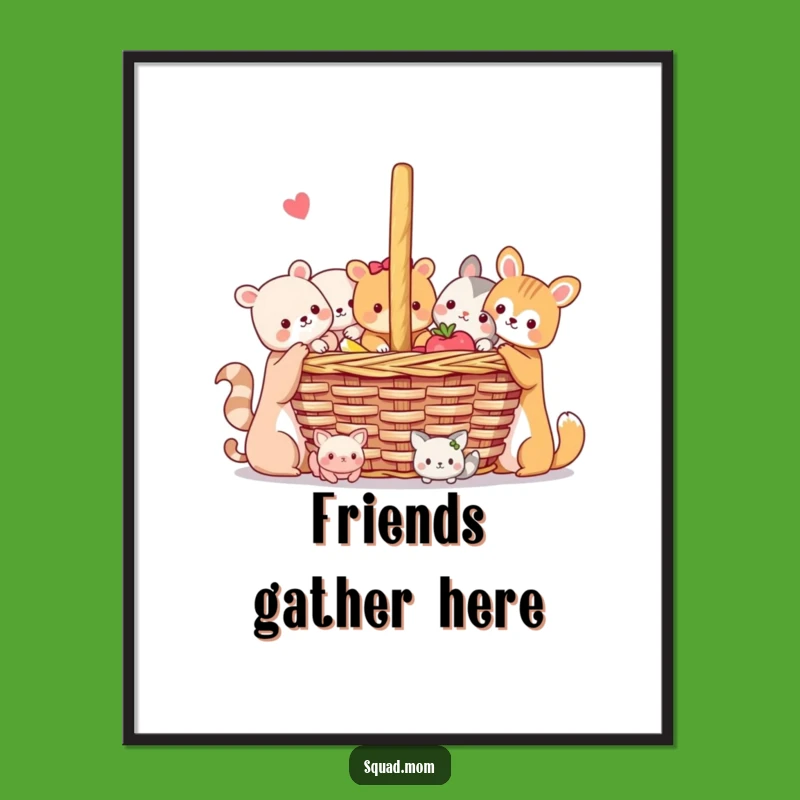 Funny Animal Friends Poster: Decorate with Joyful Picnics and Friendship
